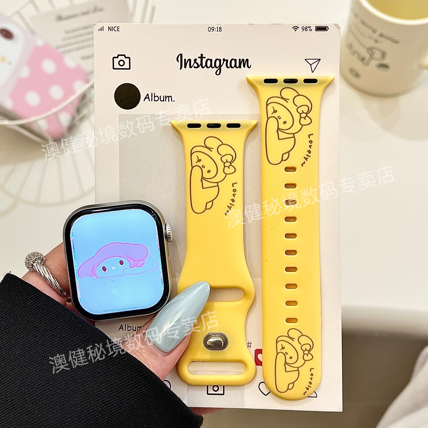 趴趴美乐蒂适用iwatch苹果applewatchS11/S10手表表带S9硅胶Ultra