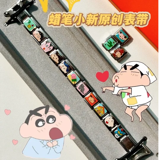 不锈钢手链 新款蜡笔小新儿童手链表带情侣表链小米模块ins小饰品